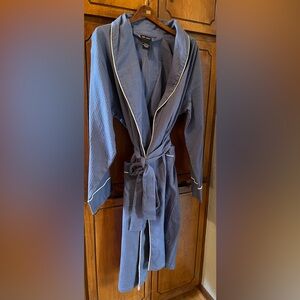 Hanes Classic Blue Waffle Knit Robe
